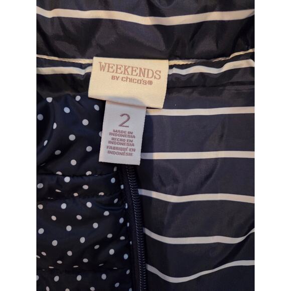 Chico's Polka Dot Navy Blue Vest -Size Large Nautical Preppy Outdoor Collegiate - Picture 3 of 8